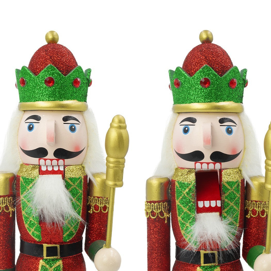 Casse-Noisette de Noel de soldat structure en bois paillettes 38Hcm