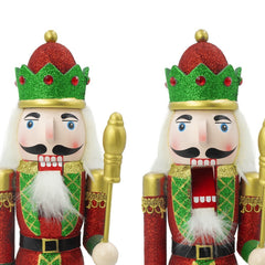 Casse-Noisette de Noel de soldat structure en bois paillettes 38Hcm