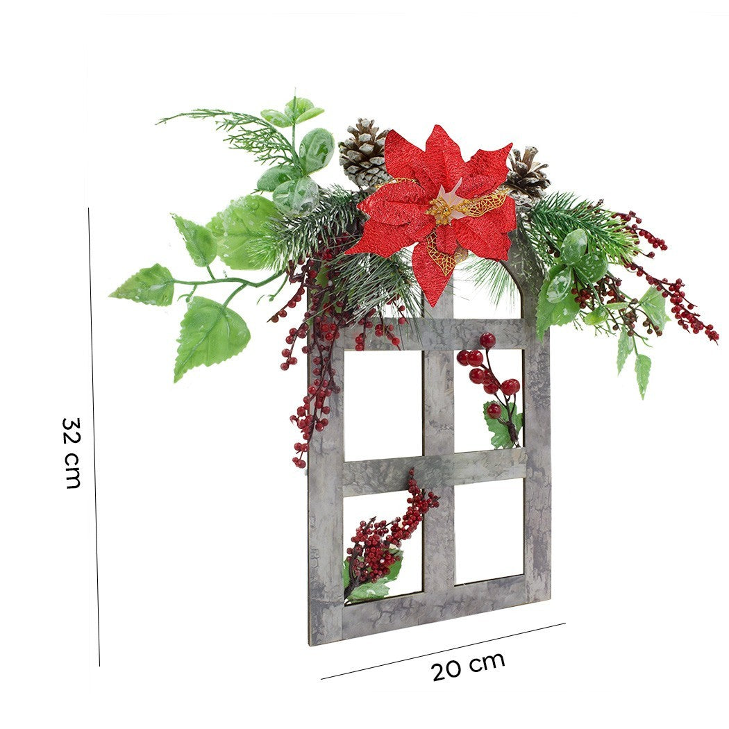 Décoration de fenêtre derrière la porte fleur Décoration Noël en bois