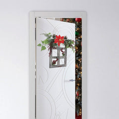 Décoration de fenêtre derrière la porte fleur Décoration Noël en bois