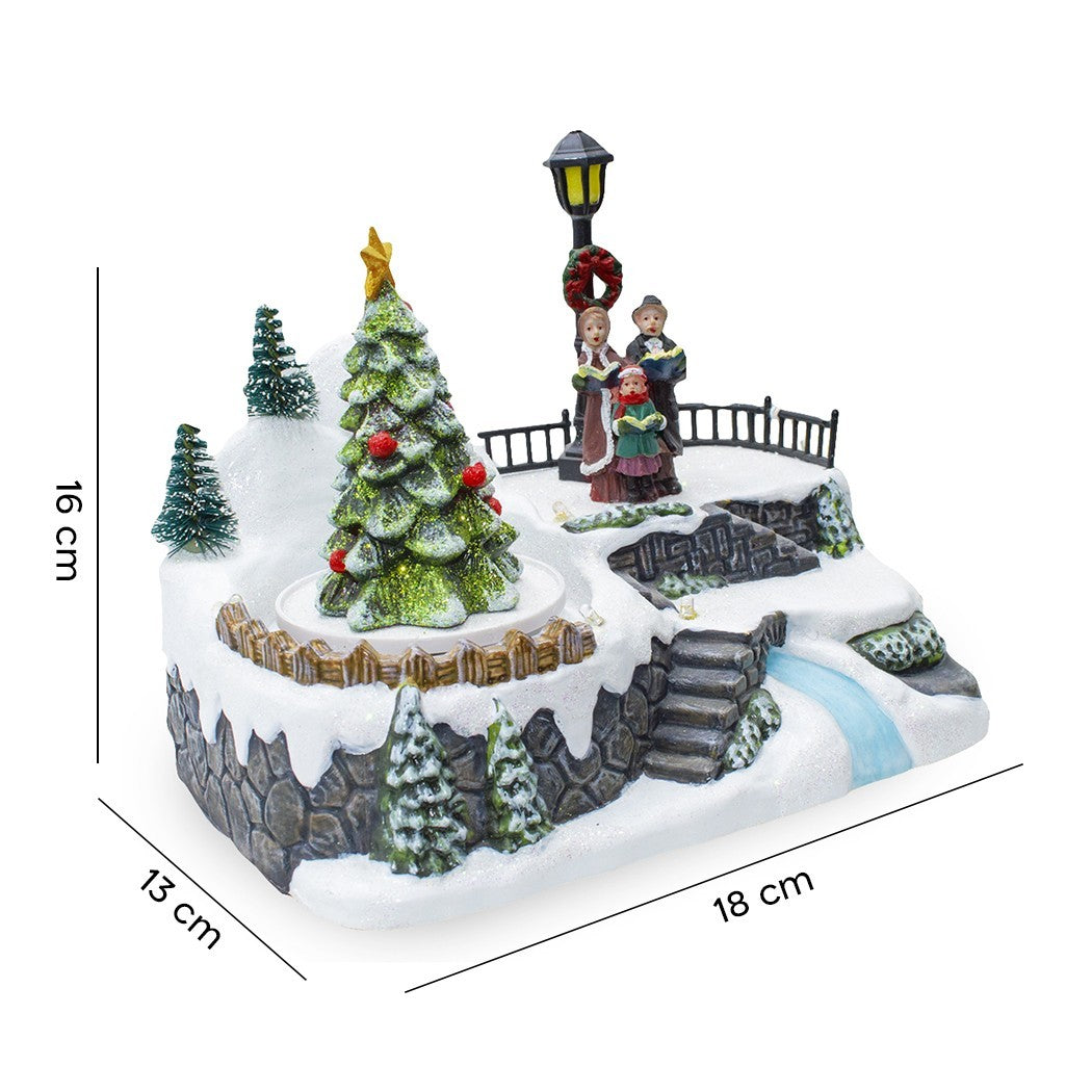 Village de Noël Scénario 361005 Éclairage Musique Et Mouvement 18x13x16Cm