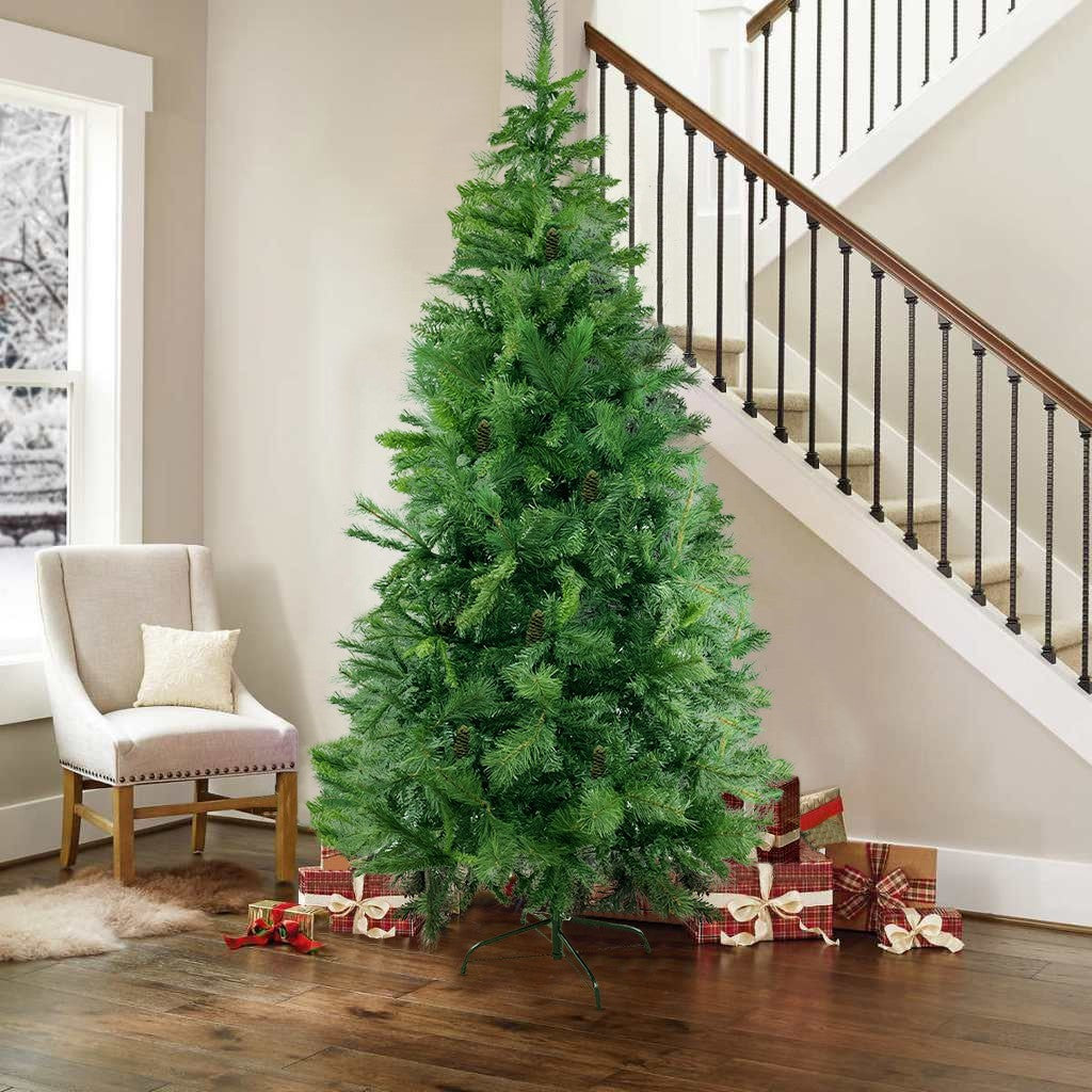 Arbre de Noël artificiel PVC 240Cm pommes de pin 900 branches pliantes