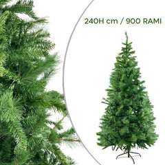 Arbre de Noël artificiel PVC 240Cm pommes de pin 900 branches pliantes
