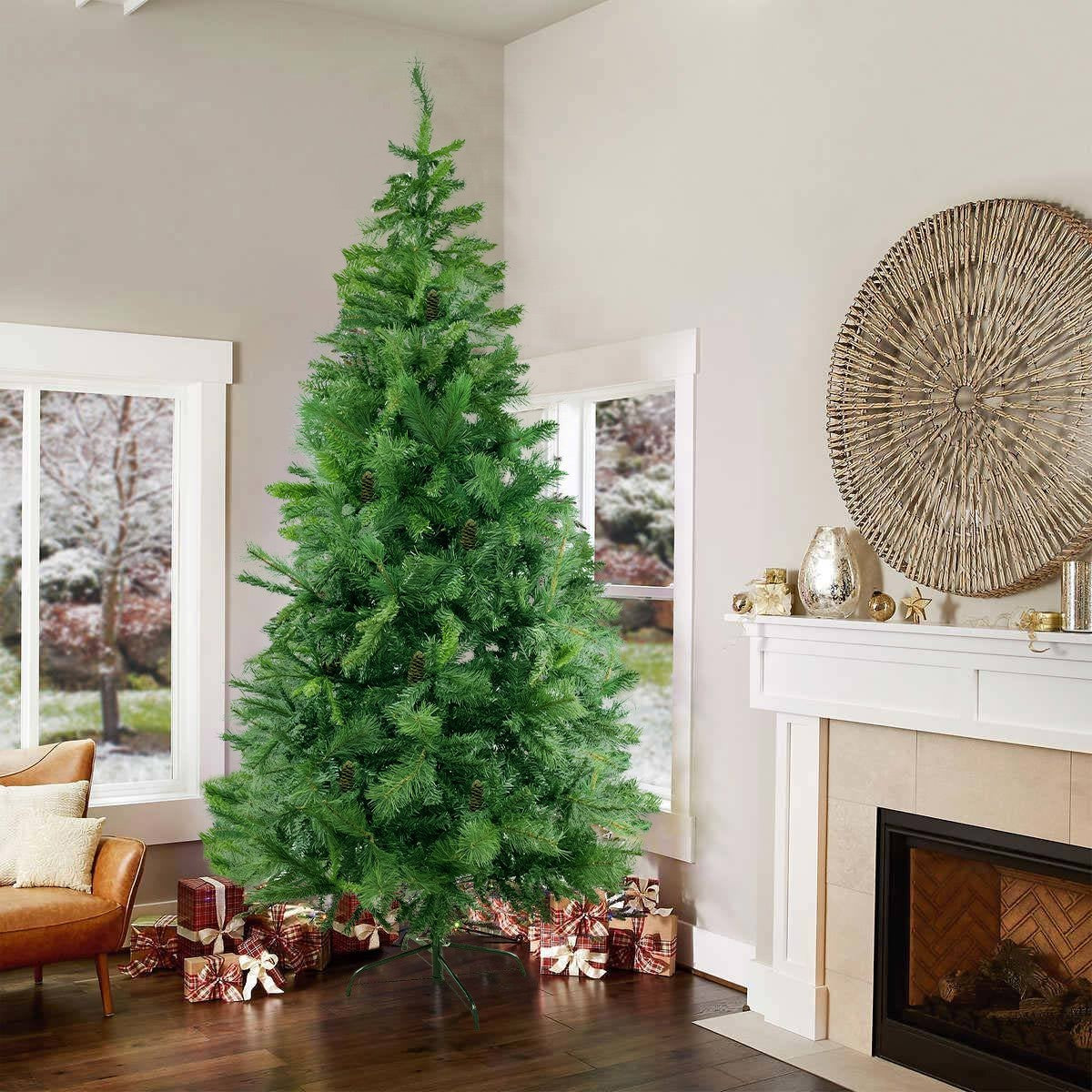 Arbre de Noël artificiel PVC 240Cm pommes de pin 900 branches pliantes