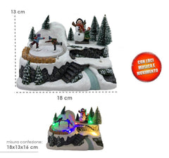 361004 Carrousel village Noël avec piste lumineuse mouvement musical 18x13x16cm
