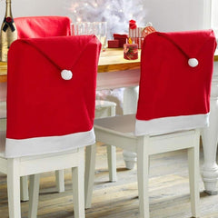 Set de 4 housses de chaise bonnet de Noël Père Noël 70 x 52 cm