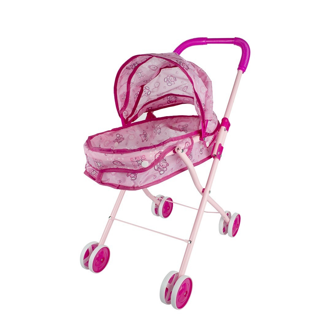 101246 Poussette pliante pour poupée rose avec auvent