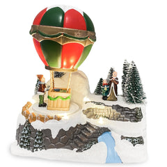 361014 Carrousel de Noël Montgolfière Carousel Lumières Sons 18x12x20cm