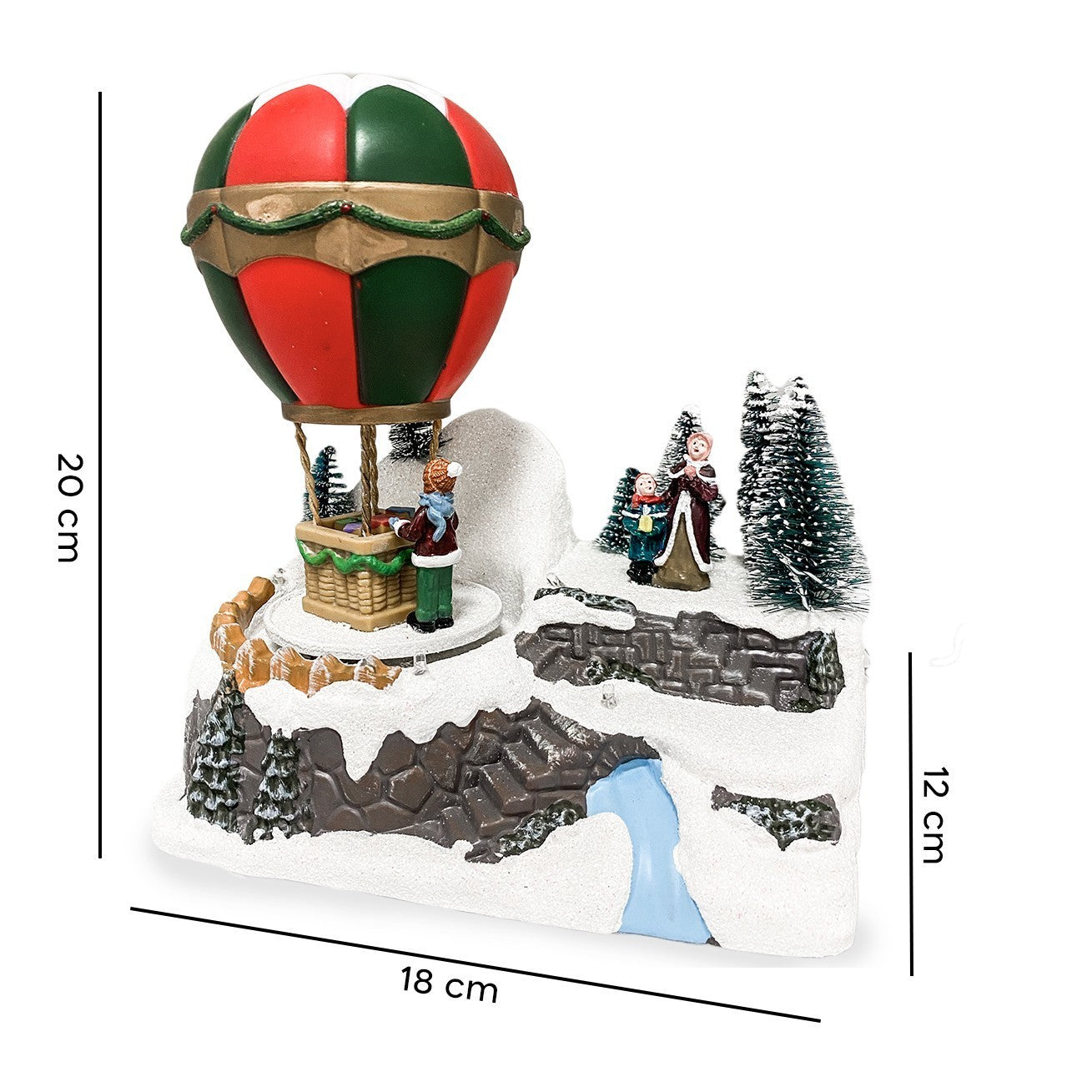 361014 Carrousel de Noël Montgolfière Carousel Lumières Sons 18x12x20cm