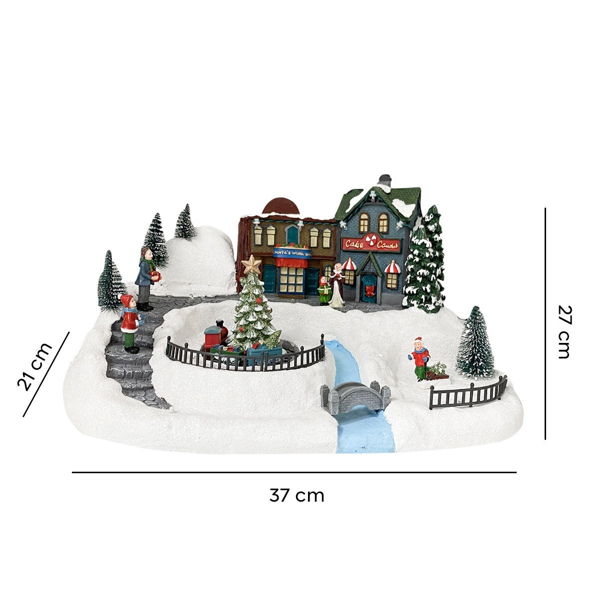 361039 Carousel Christmas Village Snow, Lights, Sounds and Movement 37x21x27