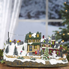 361015 Carrousel de Noël enneigé Lumières, sons et mouvements 37x16x18 CM