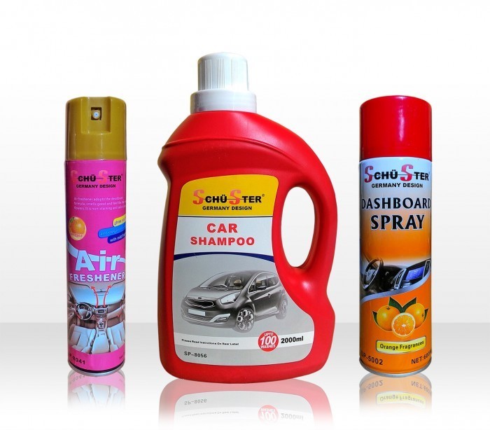 Kit 3 produits Schu-Ster nettoyage de voiture parfum spray / shampoing