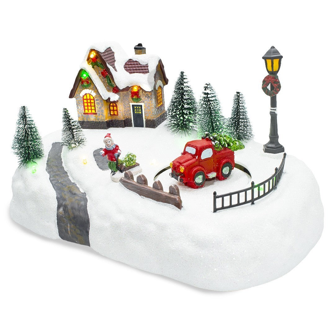 361042 Carrousel paysage de Noël Lumières de Noël Sons et mouvements 20x20x16 cm