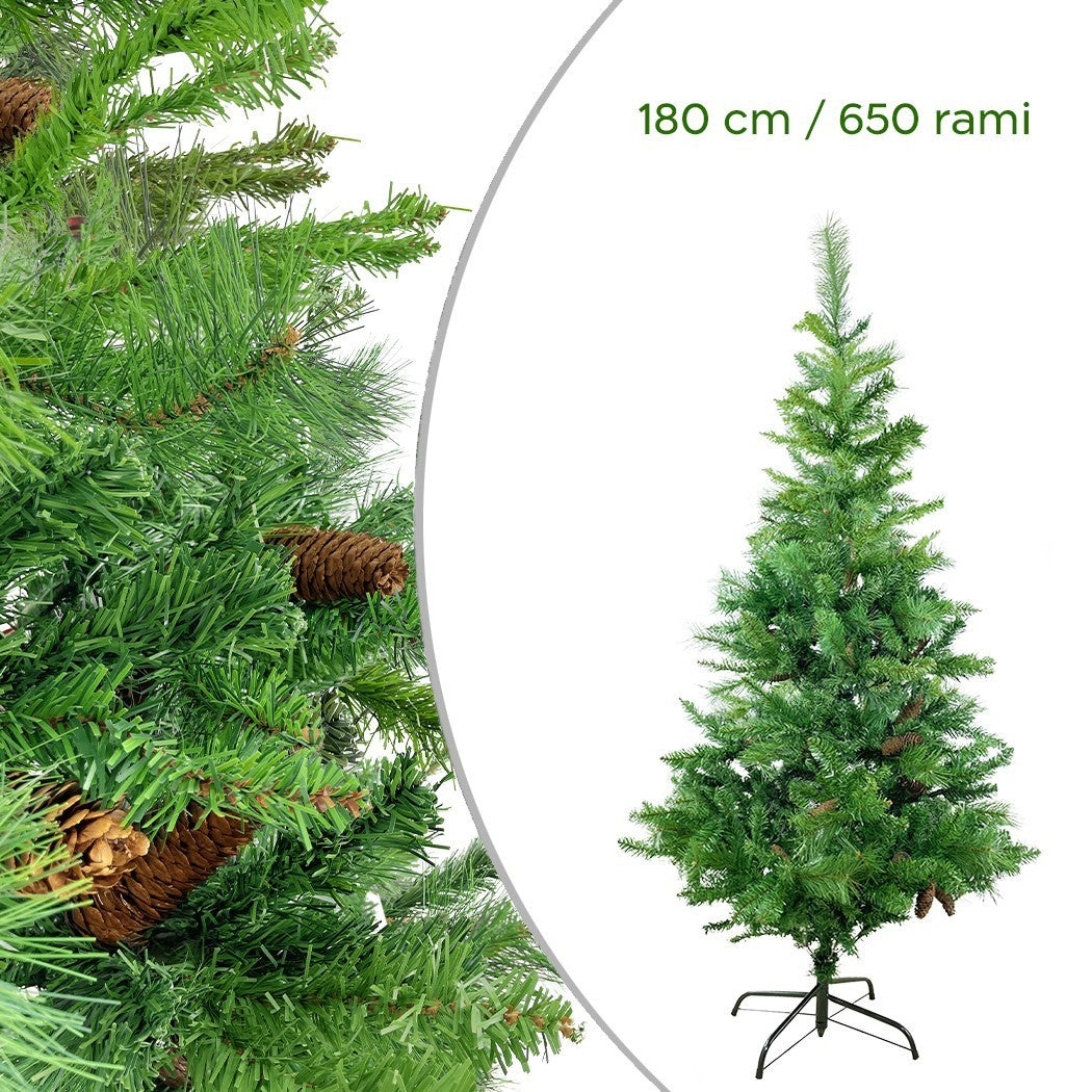 164047 Arbre de Noël artificiel en PVC 180H cm avec pommes branches pliantes
