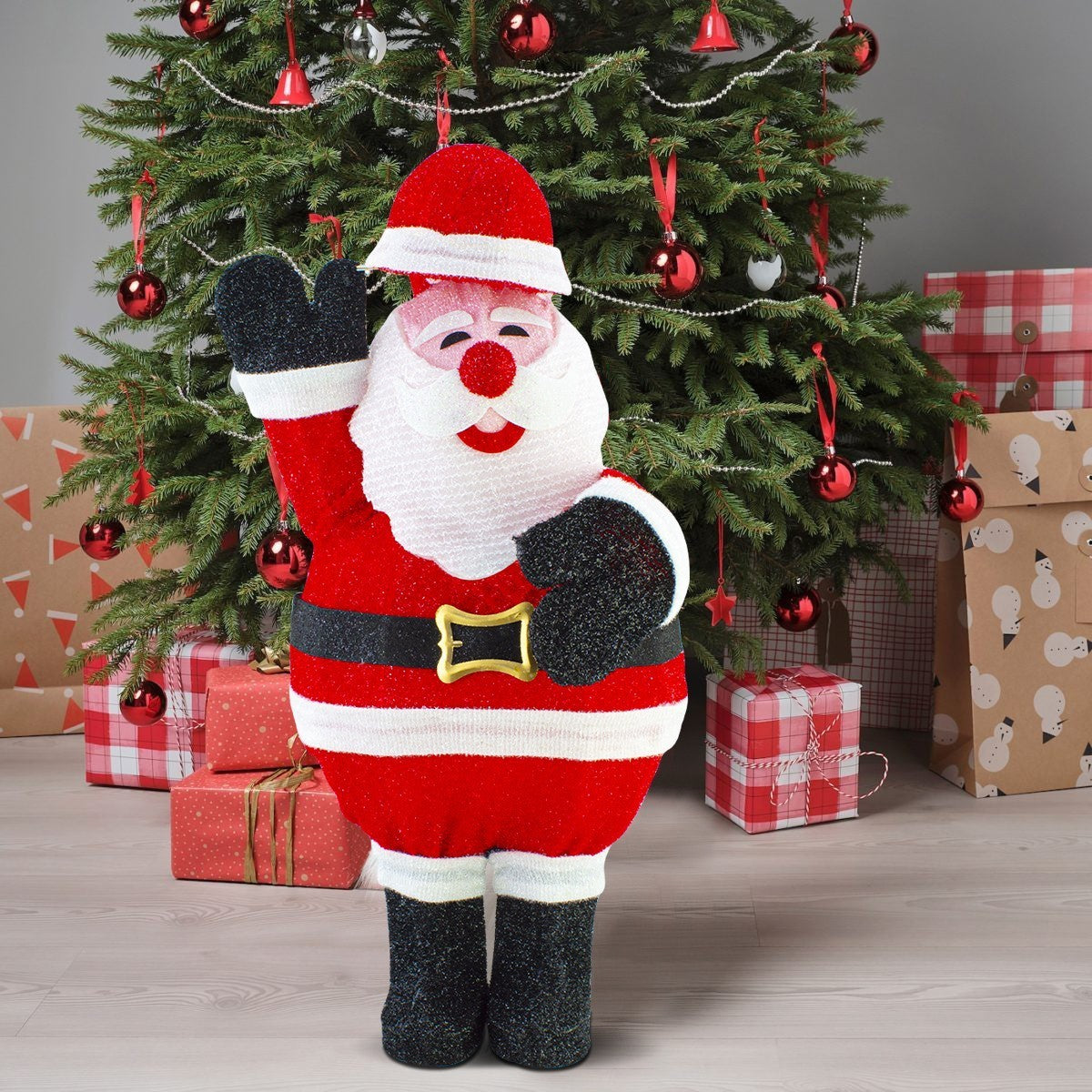 401006 Père Noël avec lumières LED et mouvement Décoration de Noël 30X20X77cm