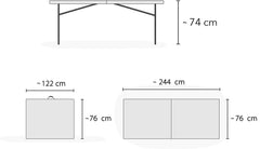 Table de jardin pliable SILVERA XL transportable dans une mallette 244X76X74 cm