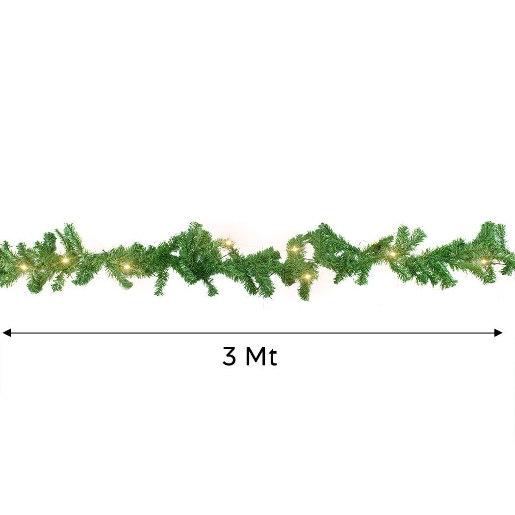 434969 Couronne de Noël 3mt Branche d'arbre 200 pointes chaudes Lumières à piles
