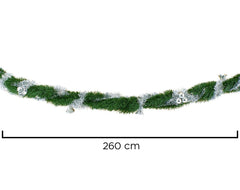 778797 Couronne de Noël tressée 260cm avec cloches et boules couleur argent