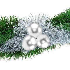 778797 Couronne de Noël tressée 260cm avec cloches et boules couleur argent