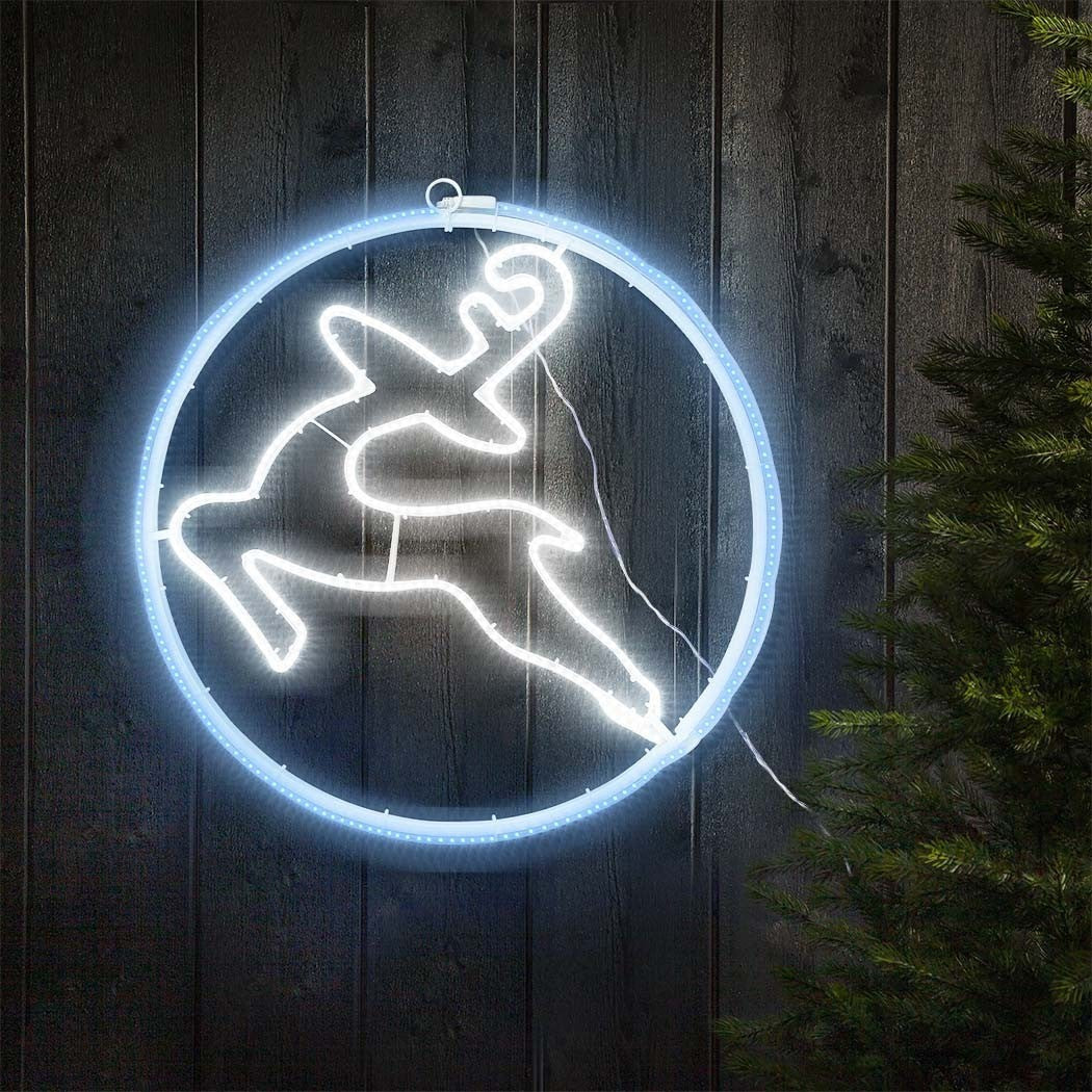 Applique lumineuse renne néon 60x60cm lumière froide 480 LED décorations de Noël
