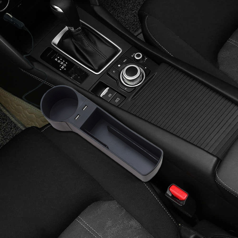 Compartiment de rangement latéral pour voiture avec 2 ports USB et porte-gobelet