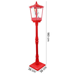364001 Lanterne de Noël rouge H180 Cm Décoration avec musique et mini lumières