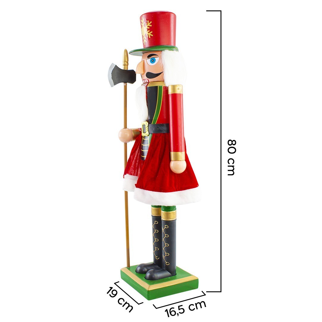 392049 Casse-Noisette Soldat pour décoration Noël 80H Rouge et vert avec hache