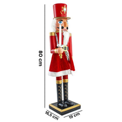 392028 Décoration de Noël Casse-Noisette soldat avec robe rouge et épée 80 cm