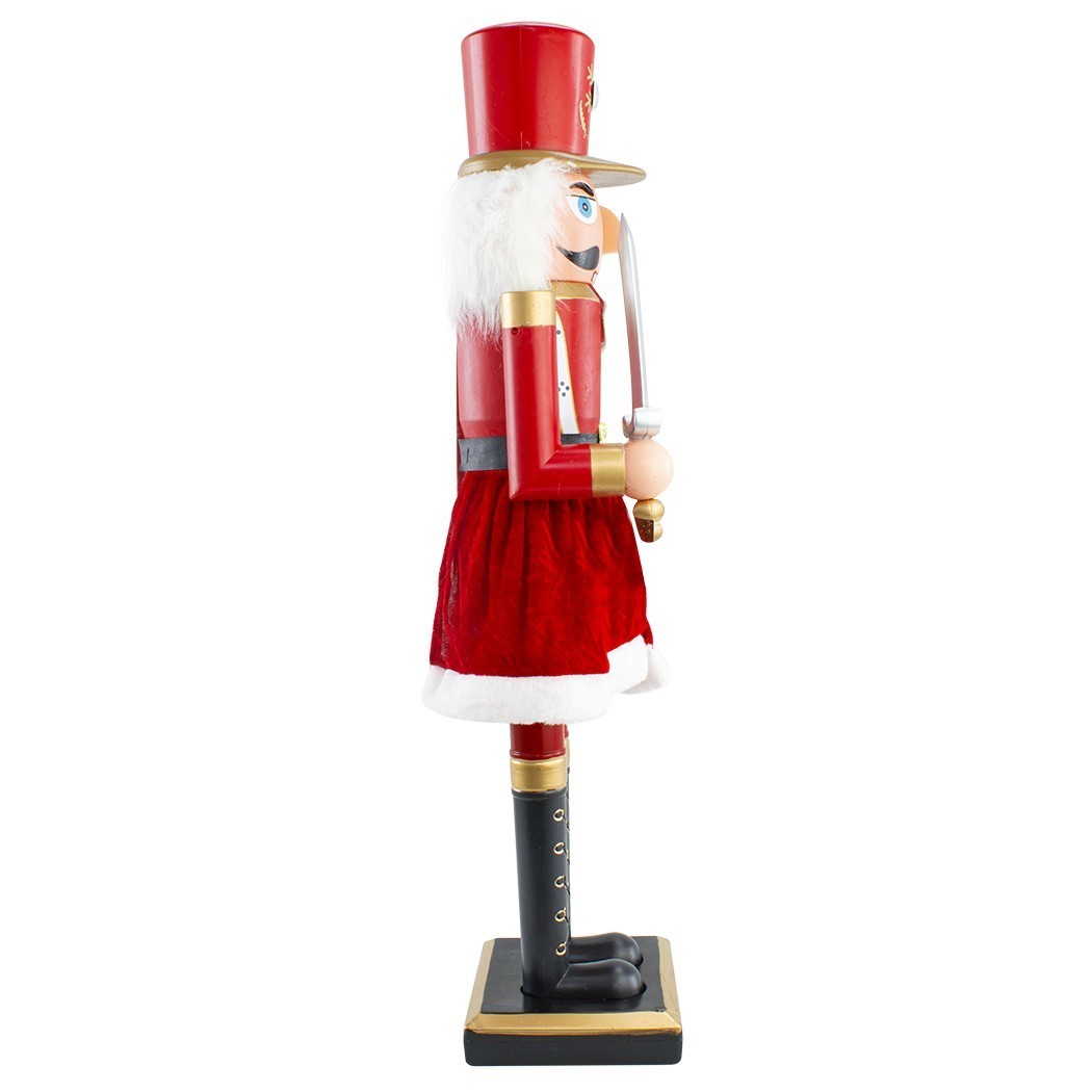392028 Décoration de Noël Casse-Noisette soldat avec robe rouge et épée 80 cm