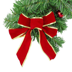 326608 Couronne de Noël pour porte avec nœuds et fleurs rouges 40x95 cm