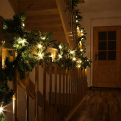 Couronne de Noël 2,5m branche d'arbre 140 pointes avec lumières chaudes à piles