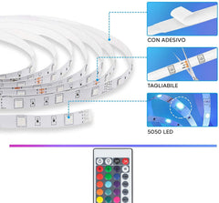 5050 Bande LED RVB 5mt Luminosité Couleur Rythme réglable APP ou télécommande