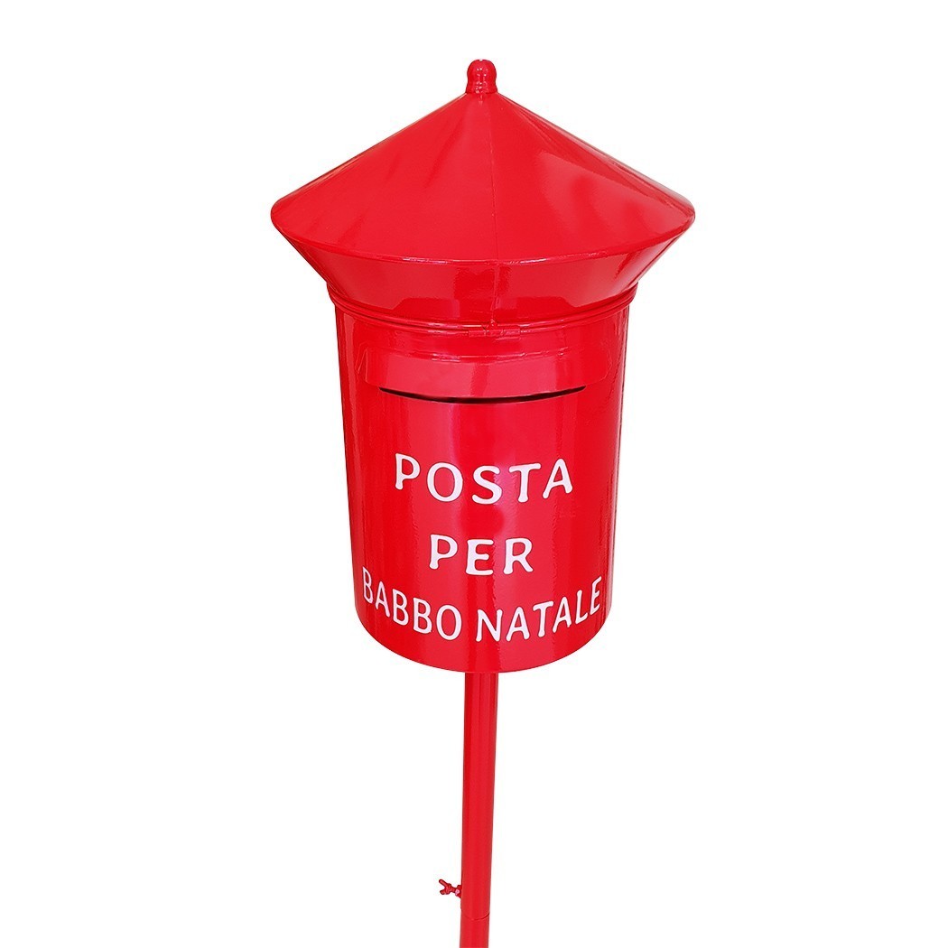 280034 Père Noël Boîte aux lettres ronde 115cm couleur rouge décoration de Noël