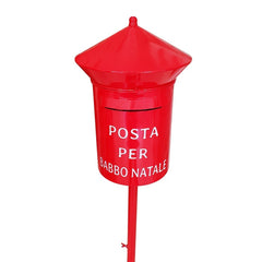 280034 Père Noël Boîte aux lettres ronde 115cm couleur rouge décoration de Noël