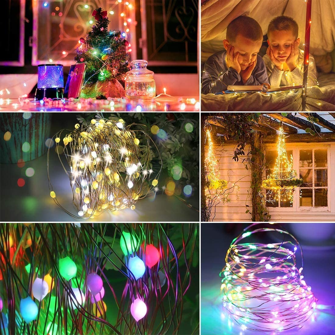 561042C Guirlande lumineuse intérieur de Noël 50 LED forme goutte d'eau à pile