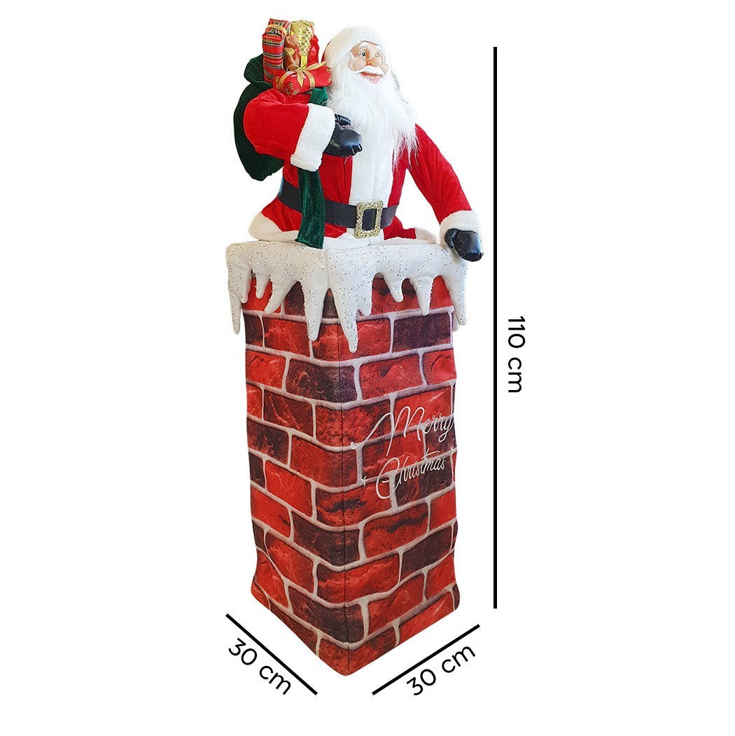 392038 Père Noël avec cheminée réglable 110 cm avec lumière décorations de Noël