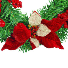 Couronne de porte de Noël ronde de 35 cm avec décorations rouges