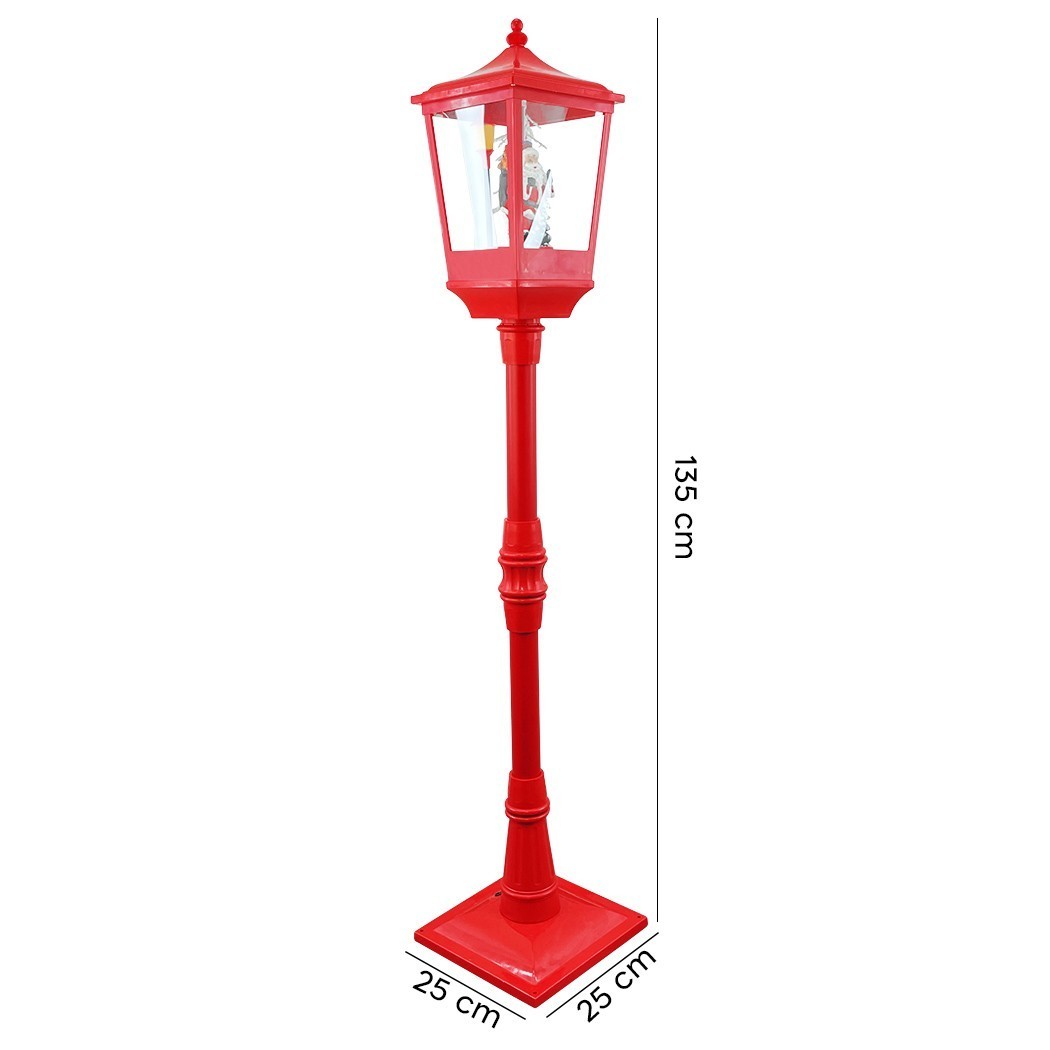 34003 Lanterne de Noël rouge H135 cm Décoration avec musique et mini lumières