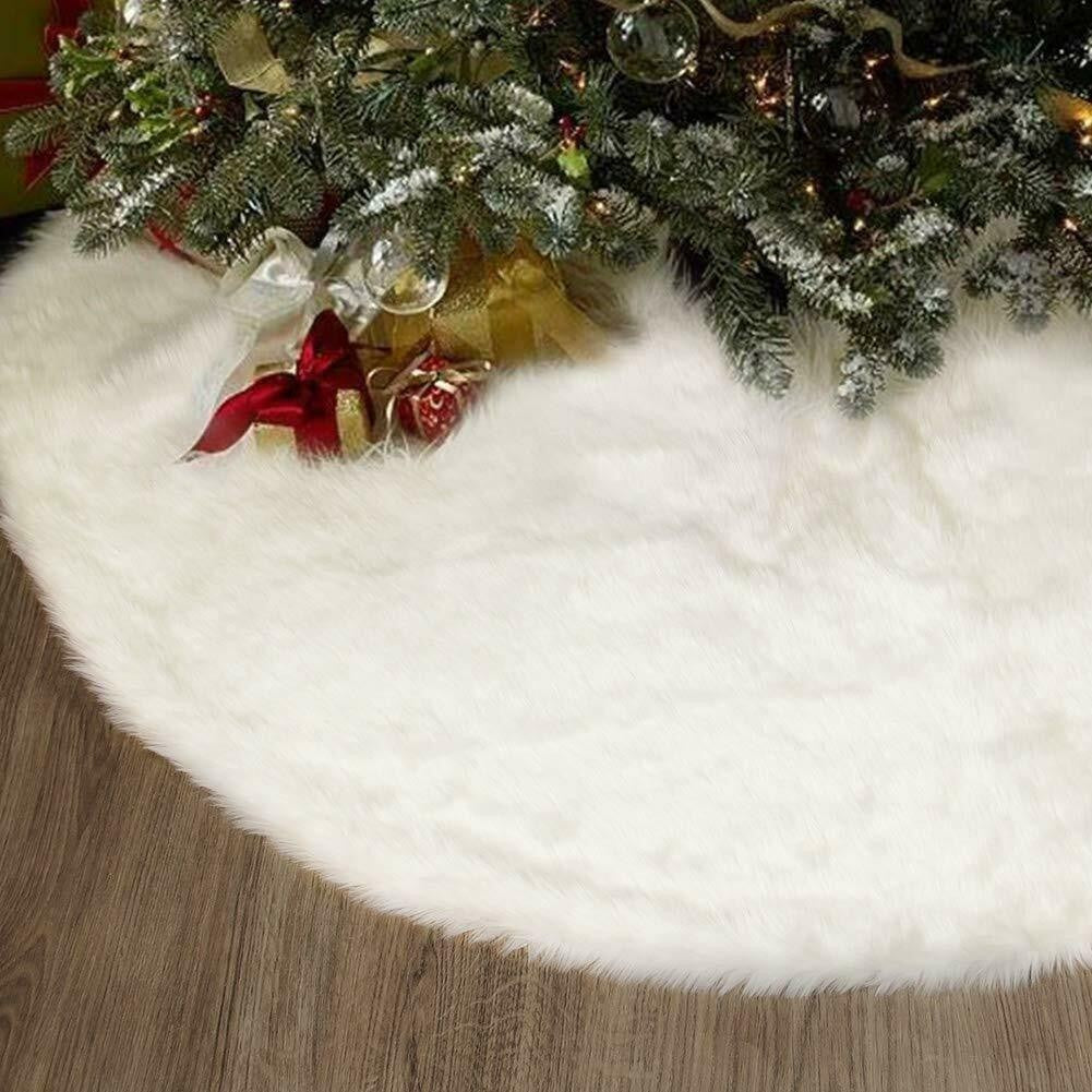 Tapis de base pour sapin de Noël 100 cm poils très doux blanc