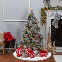 Tapis de base pour sapin de Noël 100 cm poils très doux blanc