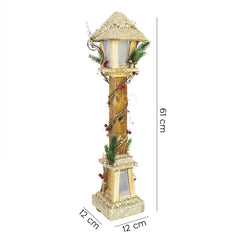 662430 Lanterne de Noël avec paillettes dorées 61cm avec lumière LED chaude