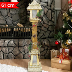 662430 Lanterne de Noël avec paillettes dorées 61cm avec lumière LED chaude