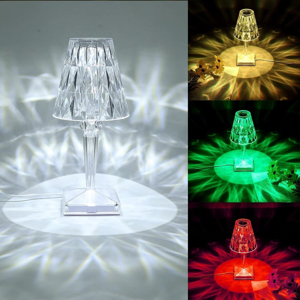 Lampe de table diamant à LEDs colorées avec touche USB