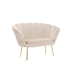 Canapé de salon 2 places en velours LOLA shell seat vintage 122x73x78 cm