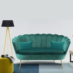 Canapé de salon 2 places en velours LOLA shell seat vintage 122x73x78 cm