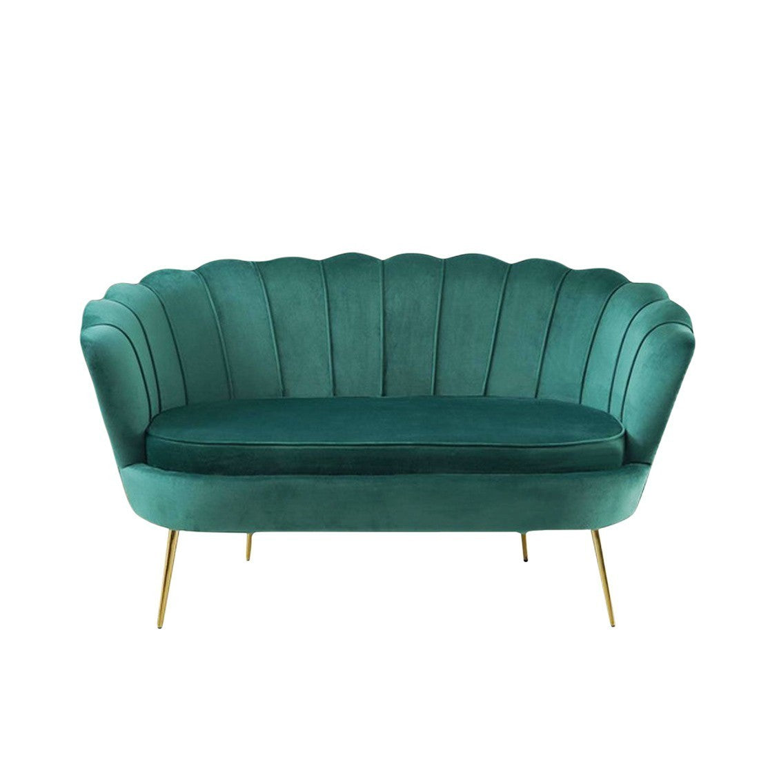 Canapé de salon 2 places en velours LOLA shell seat vintage 122x73x78 cm