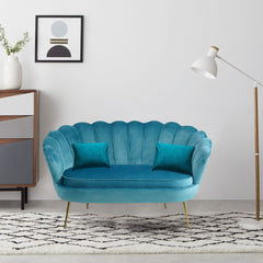 Canapé de salon 2 places en velours LOLA shell seat vintage 122x73x78 cm
