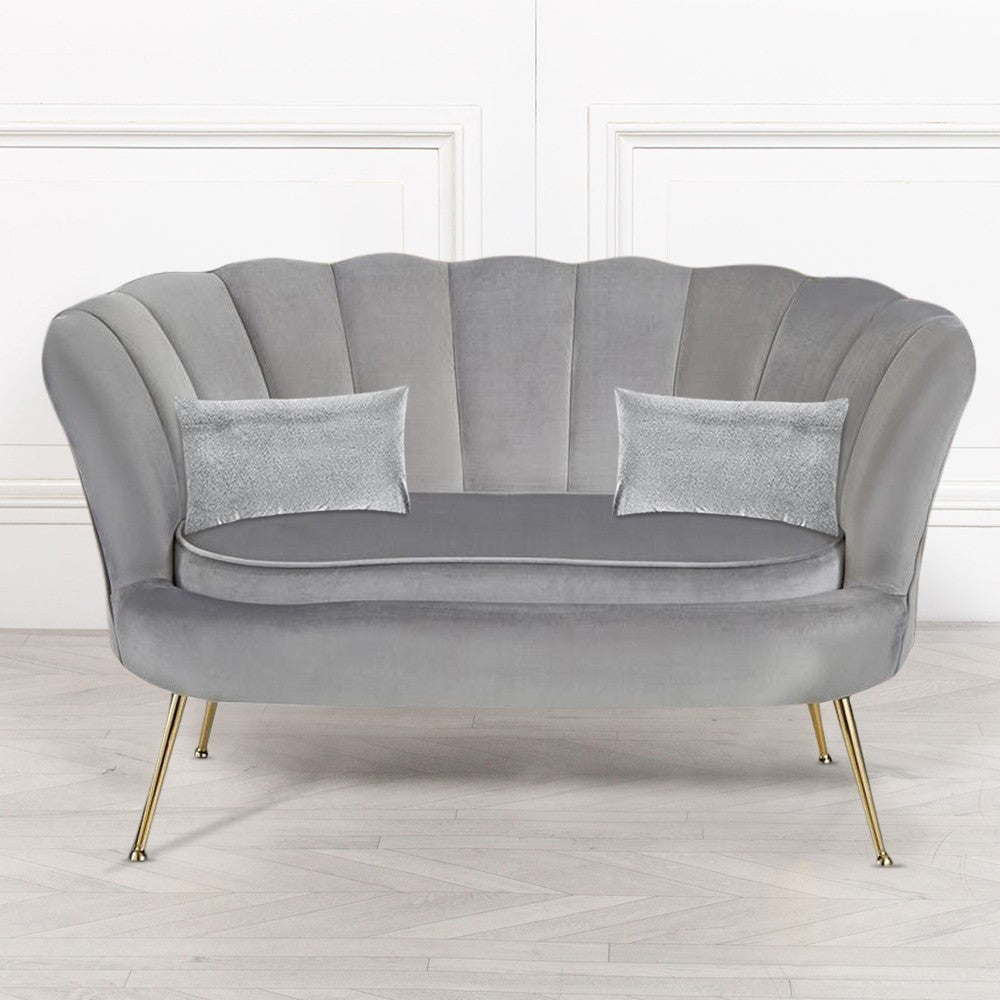 Canapé de salon 2 places en velours LOLA shell seat vintage 122x73x78 cm