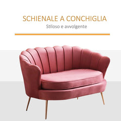 Canapé de salon 2 places en velours LOLA shell seat vintage 122x73x78 cm