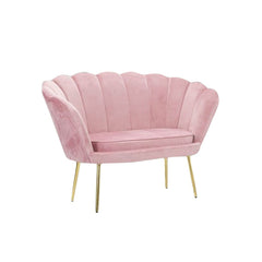 Canapé de salon 2 places en velours LOLA shell seat vintage 122x73x78 cm